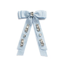 Candy Rhinestone Embellished Satin Bow Clip Powder Blue