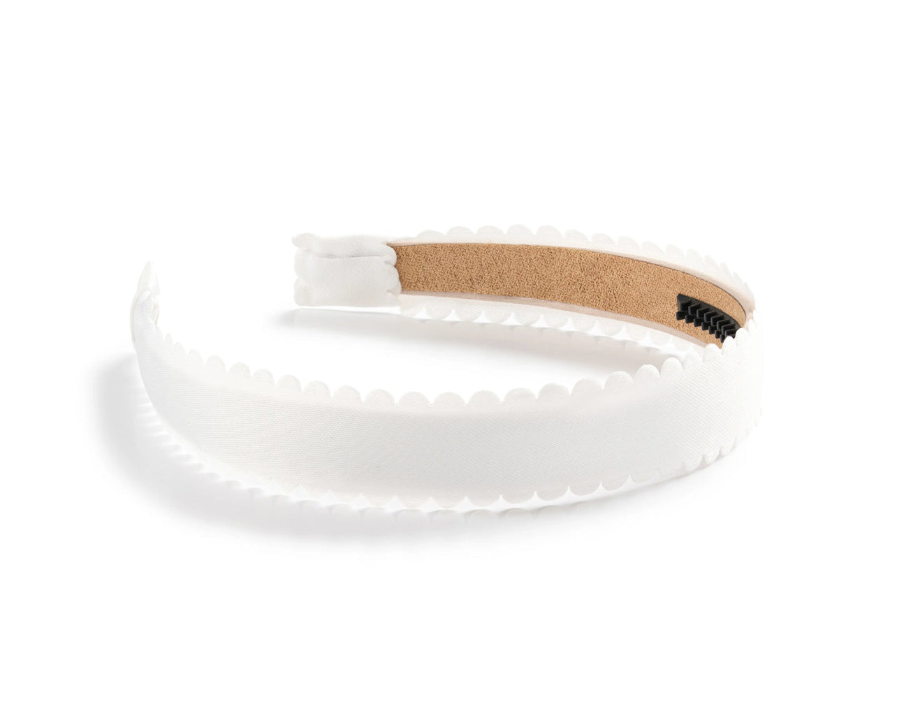 Gumdrop Scalloped Satin Headband - White