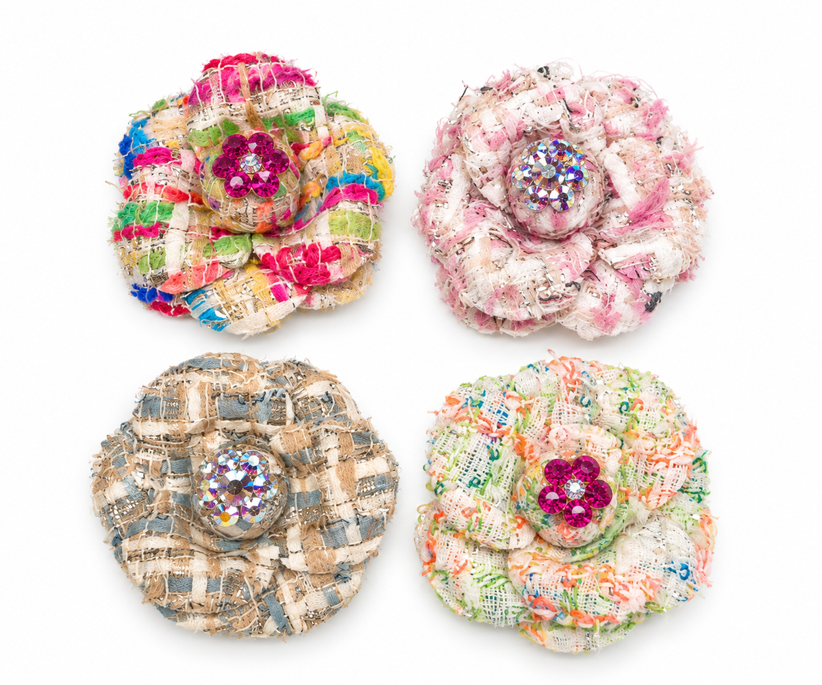 Mini Rainbow Tweed Crystal Brooch 1pc