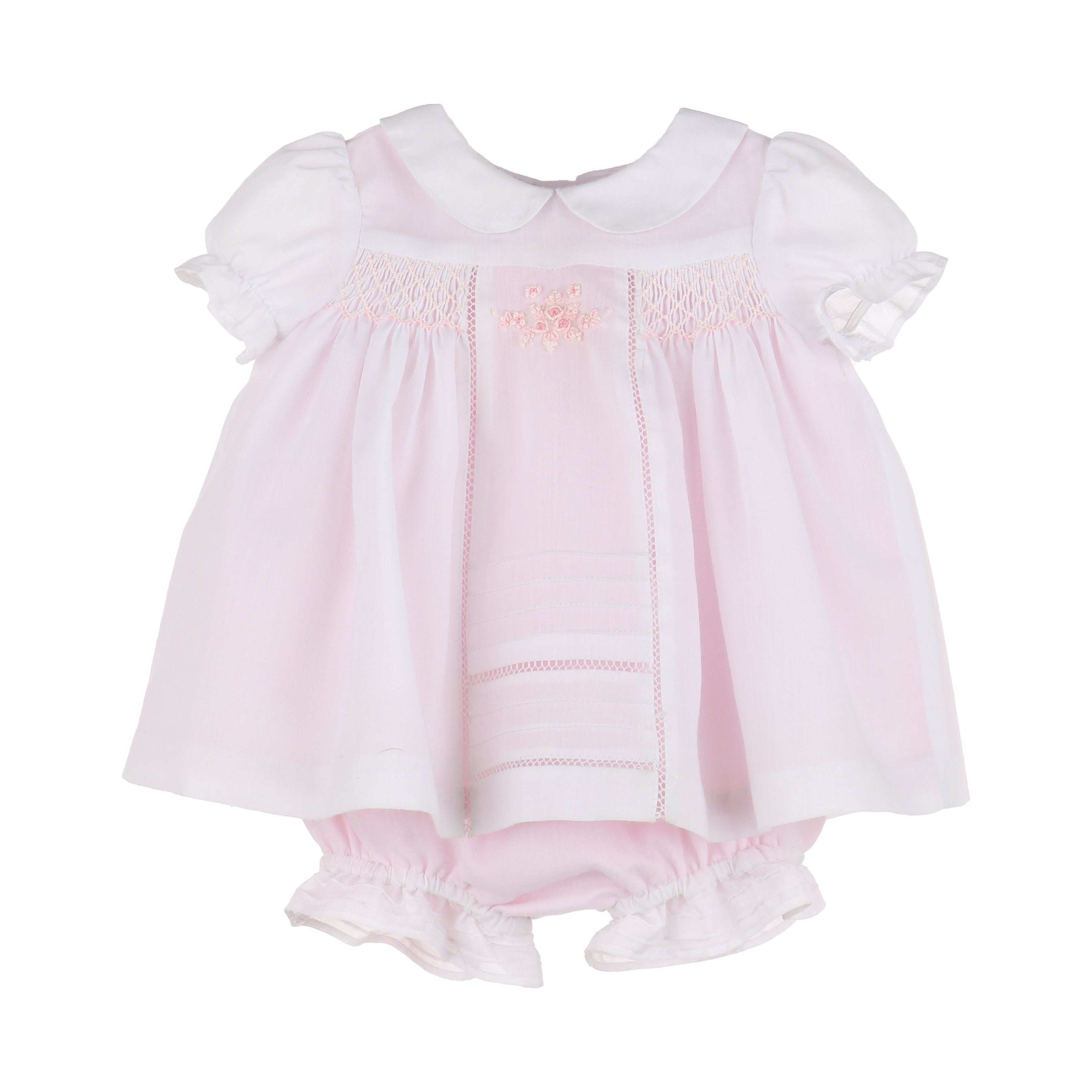 White & pink smocked dress