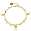 Bead & Disc Dangles Cz Hearts Bracelet