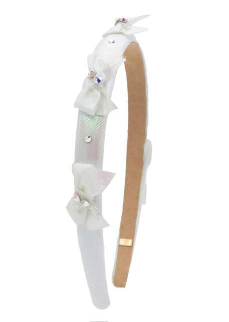 Shimmer Bow Halo Headband - White