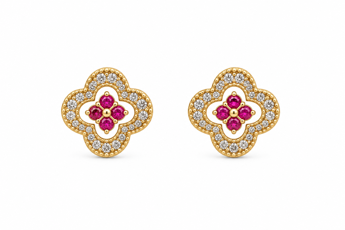 Flowers Hot Pink 14Kt. Earrings