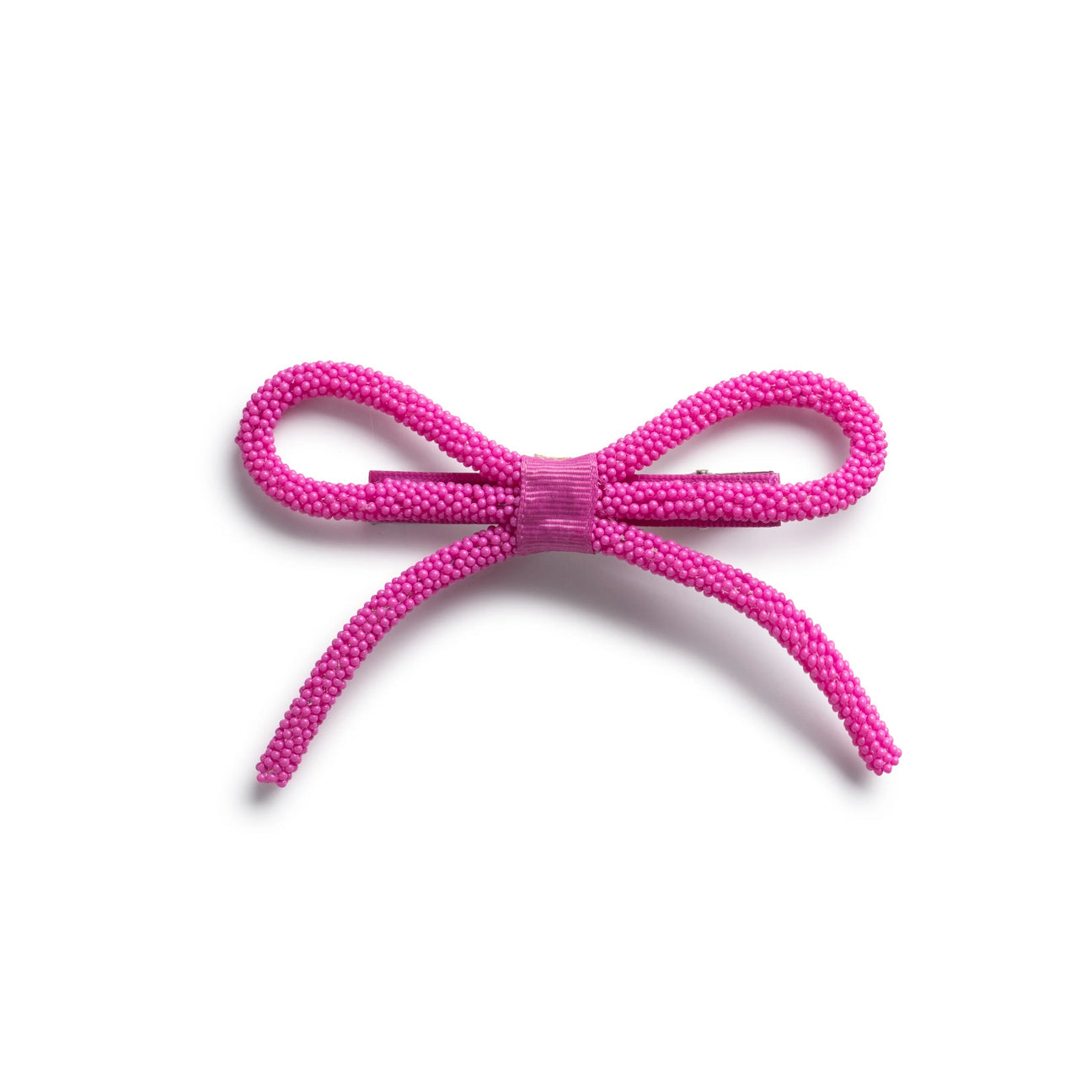 Sprinkle Pearl Bow Clip - Hot Pink