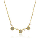 Micro Pave Flower Necklace - Gold