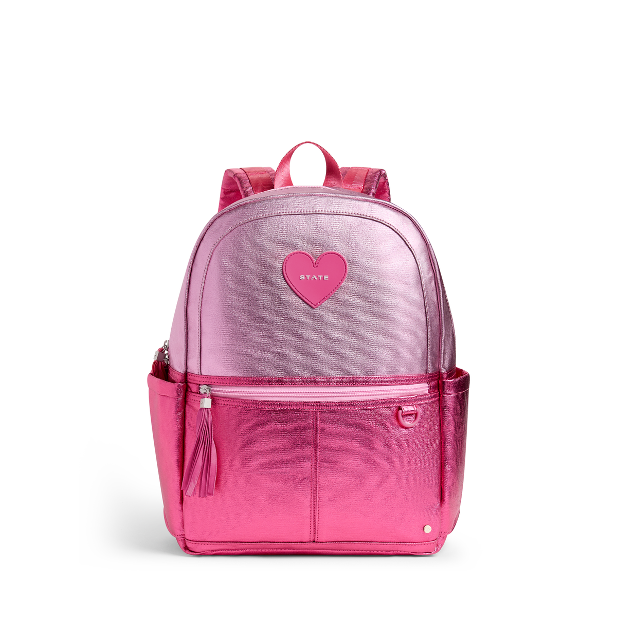 Pink/Hot Pink Colorblock Double Pocket Backpack