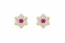 Hot Pink Flower 14Kt. Earrings