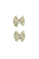 Velvet Pleated Butterfly Bow Clip Set - Antique Green
