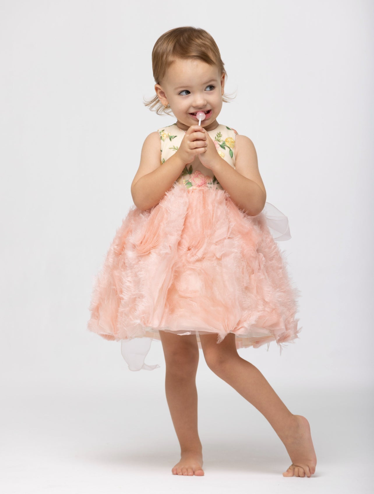 Pink Feathers Baby Dress