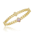 Turquoise Flowers Bangle - Pink