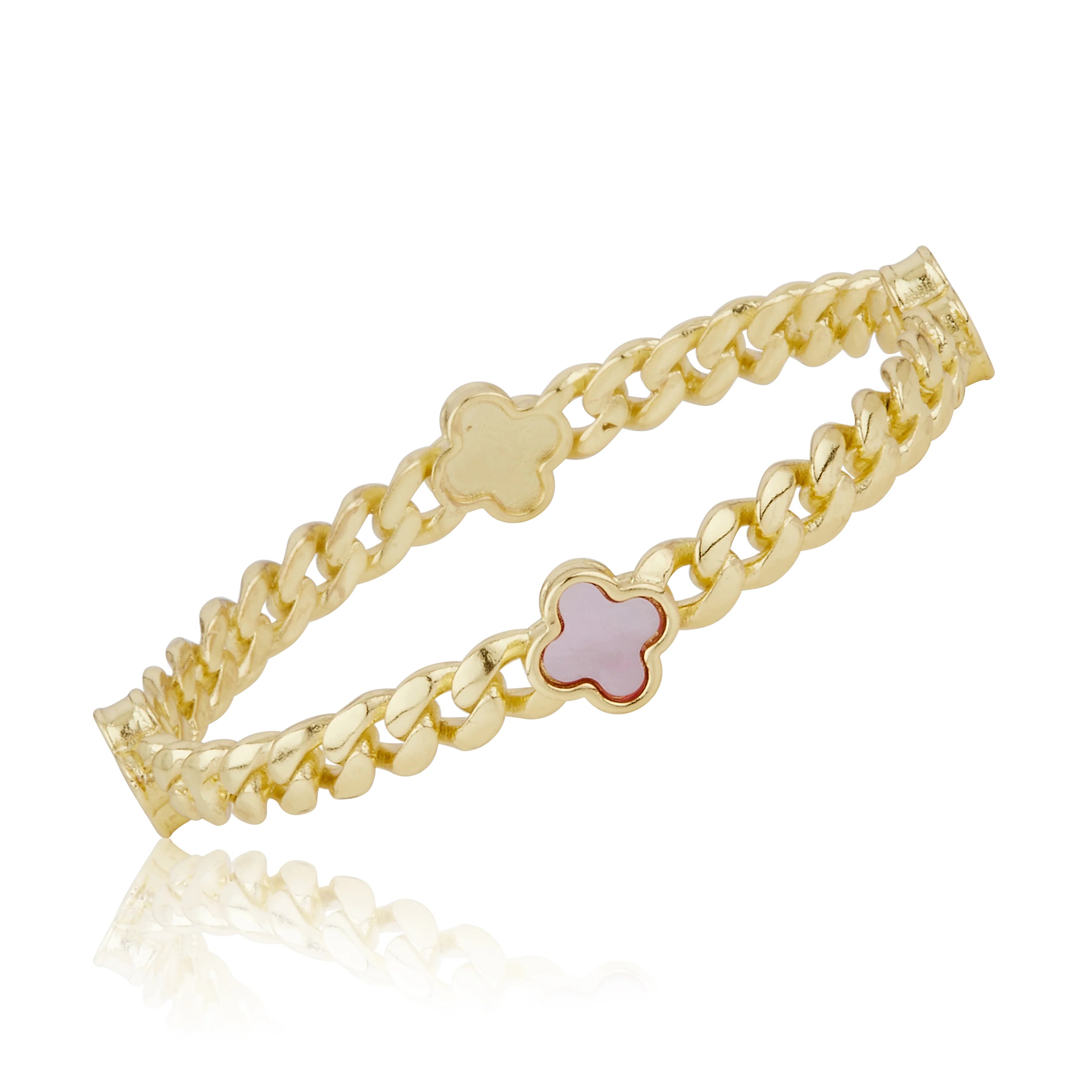Turquoise Flowers Bangle - Pink