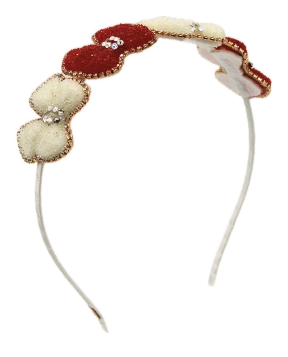 Glitter Bow Headband - Red & White