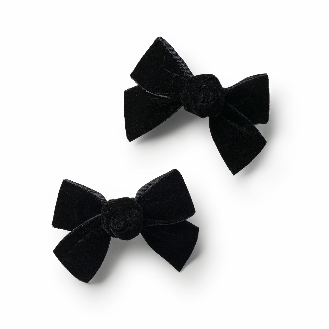 Rosette Velvet Double Clip Set Black