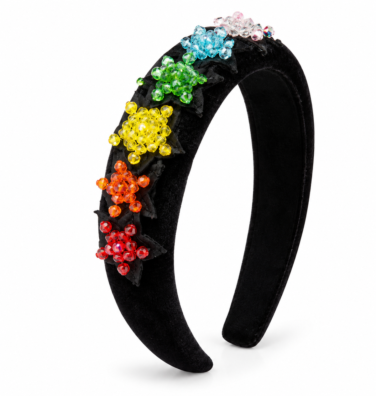 Rainbow Beaded Velvet Headband