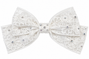 White Floral Lace Rhinestone Bow
