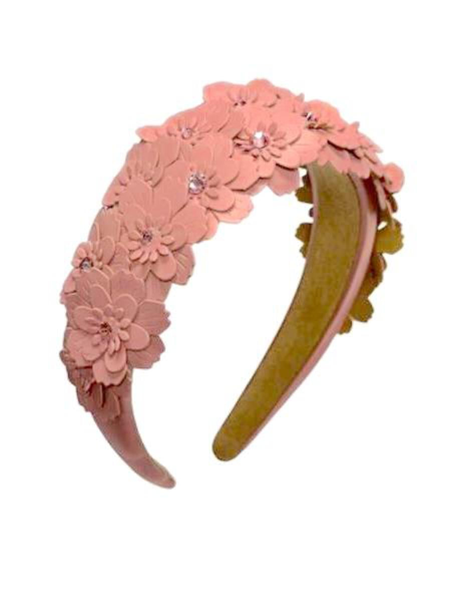 Multi Leather Flower Headband - White
