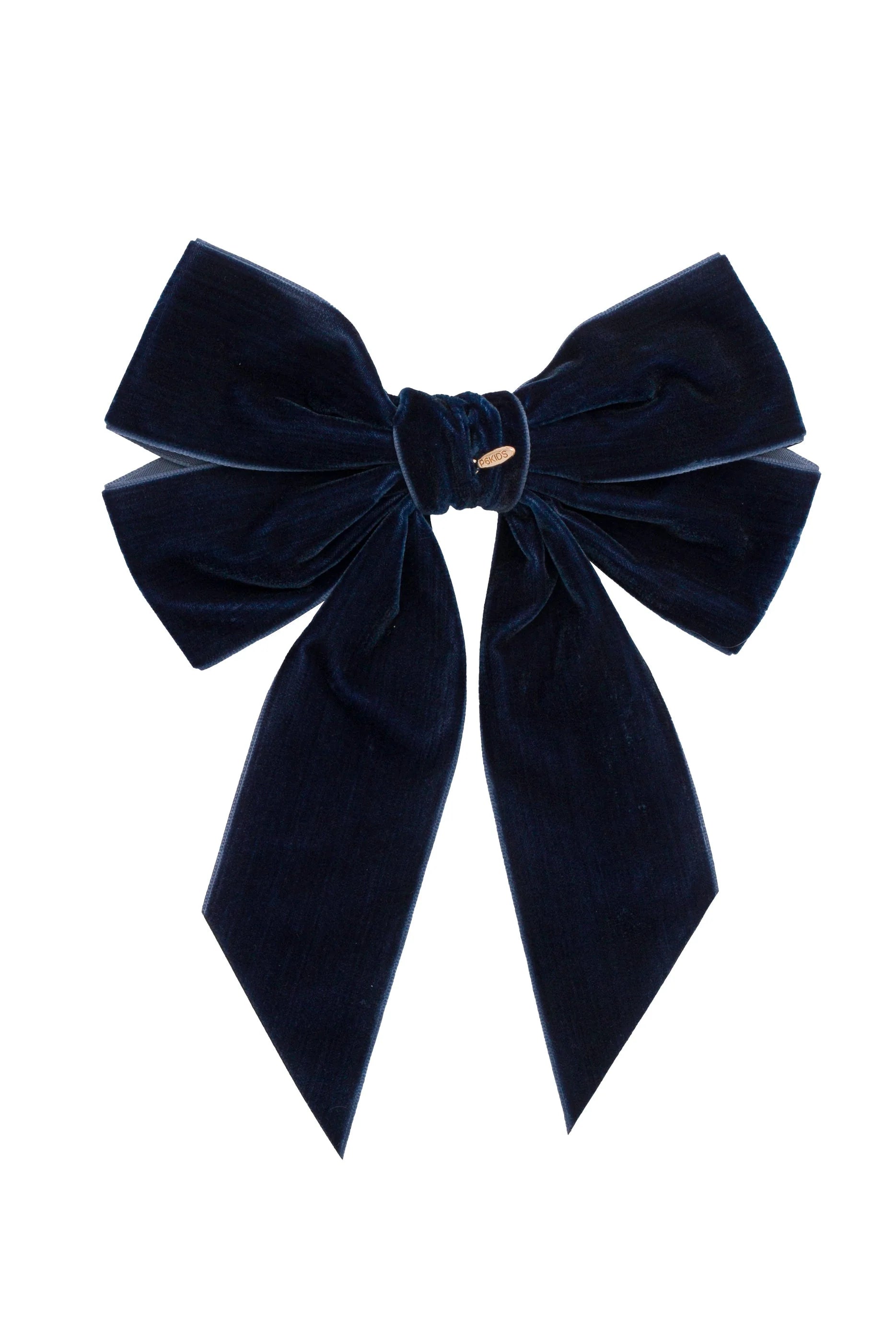 Oversized Bow Velvet Clip - Navy