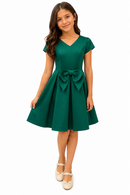 Green Plain Satin Dress