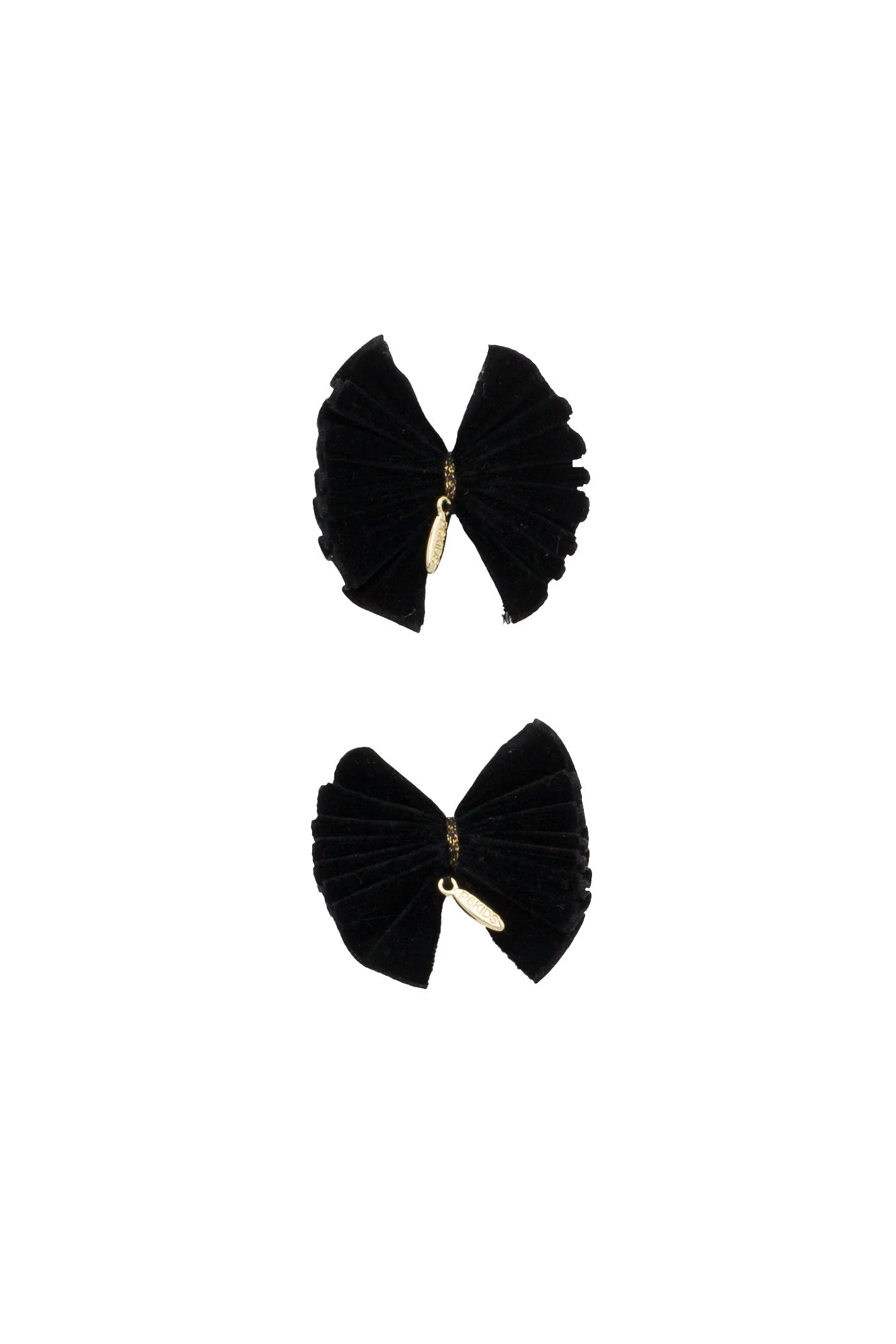 Velvet Pleated Butterfly Bow Clip Set - Black