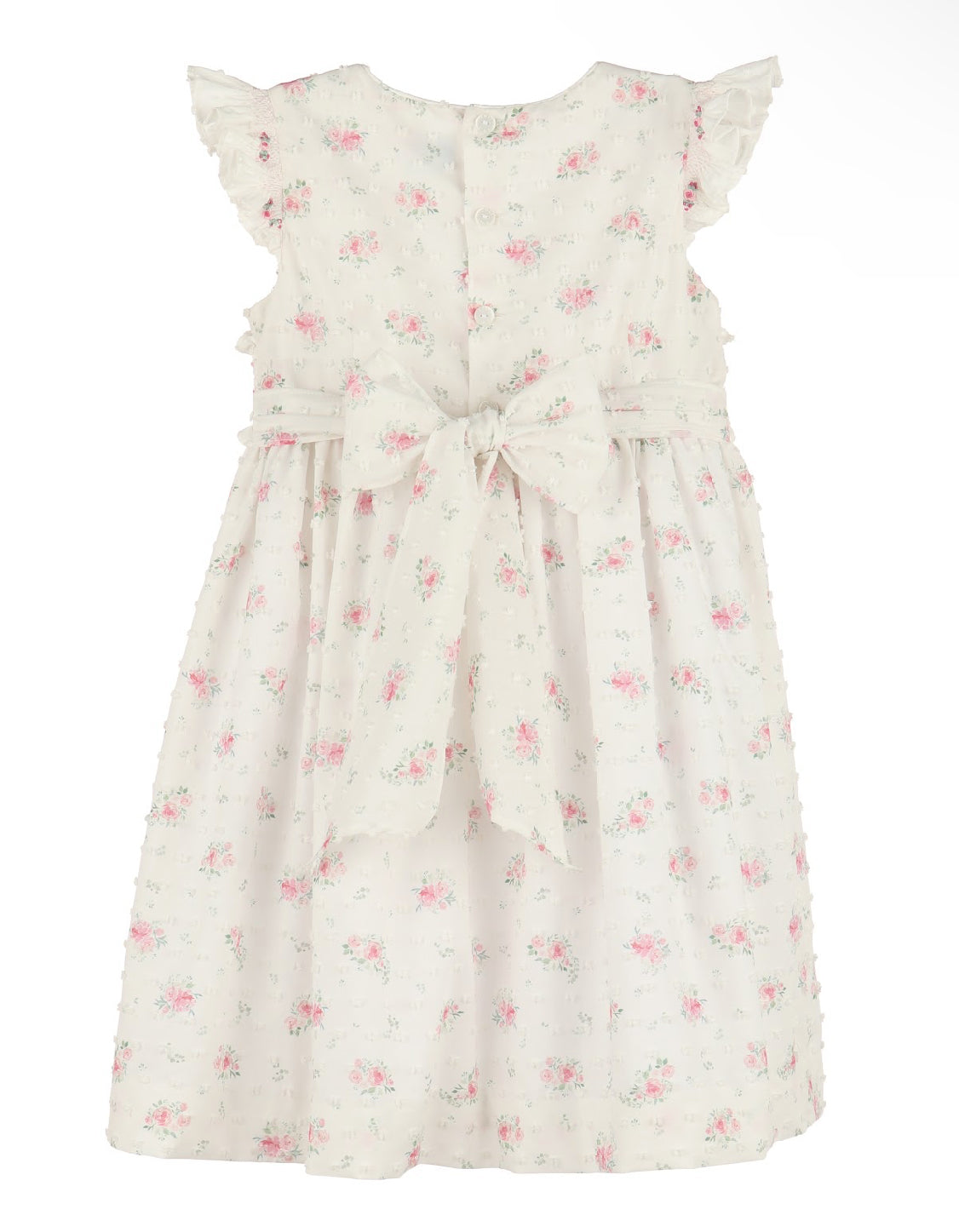 Swiss Floral Flutter Dress - Pink