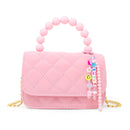 Pearl Handle Message Charm Handbag - Pink
