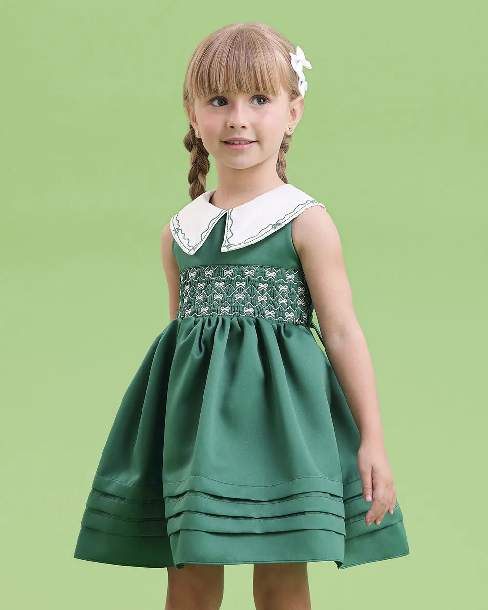 Mini Bows Green Dress
