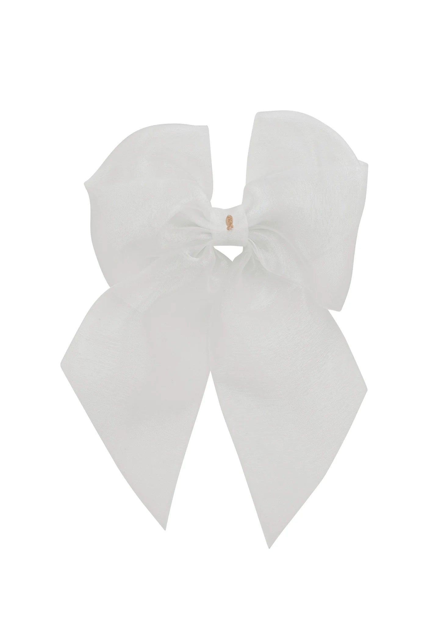 Oversized Organza Bow Clip - White