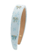 Padded Bow Crystal Headband - Sky Blue