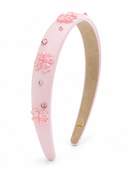 Halo Satin Rose Hearts Headband - Pink
