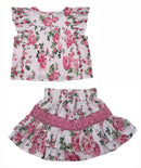 Pink Floral Ruffle Short Set