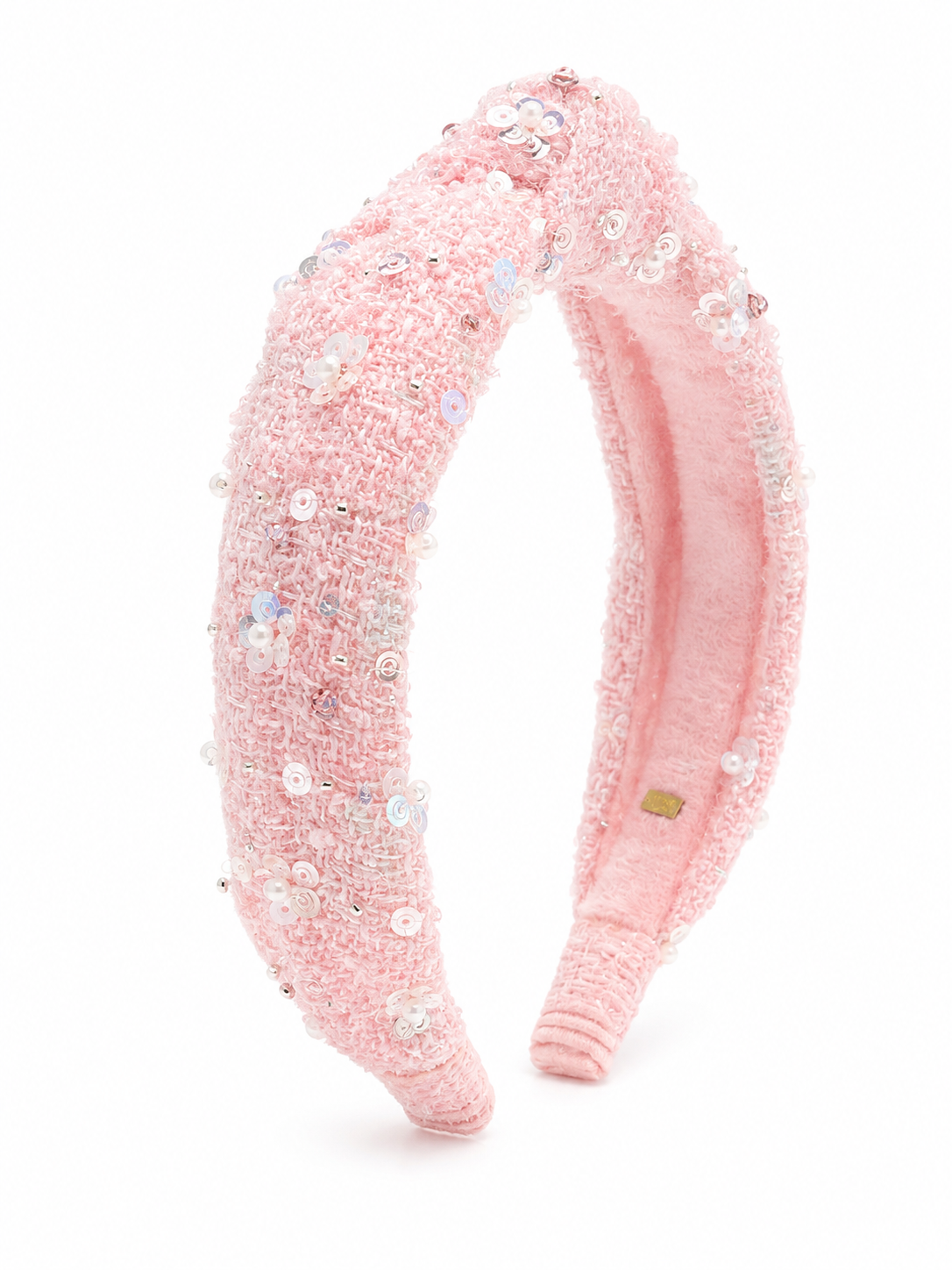Crystallized Tweed Sequin Headband - Pink
