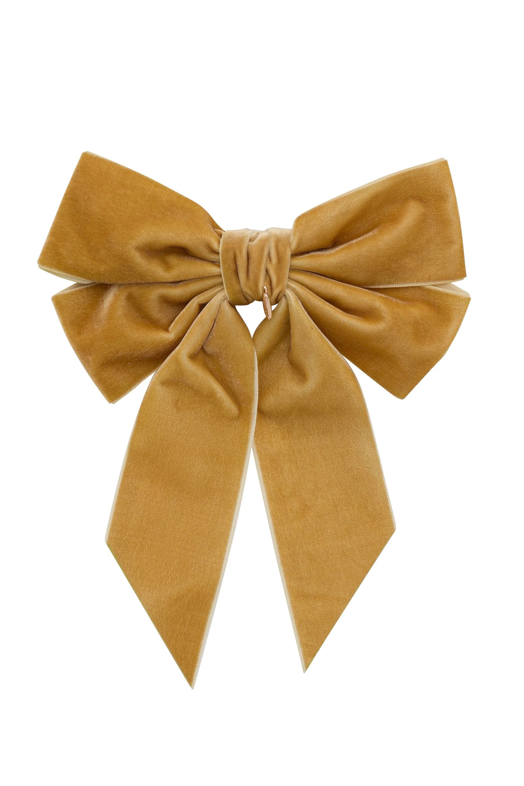 Oversized Bow Velvet Clip - Golden