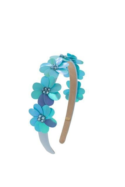 Sequin Flower Headband - Blue