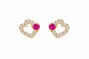 Brilliant Heart Hot Pink 14Kt. Earrings