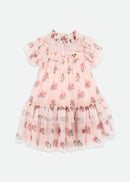 Georgette Flower Tulle Dress Pale Pink