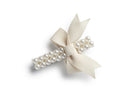 Molly Double Strand Pearl Grosgrain Bow Clip - Ivory