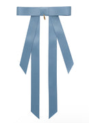 Piper Bow Long Satin Clip - French Blue