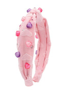 Cotton Heart Charm Headband - Pink