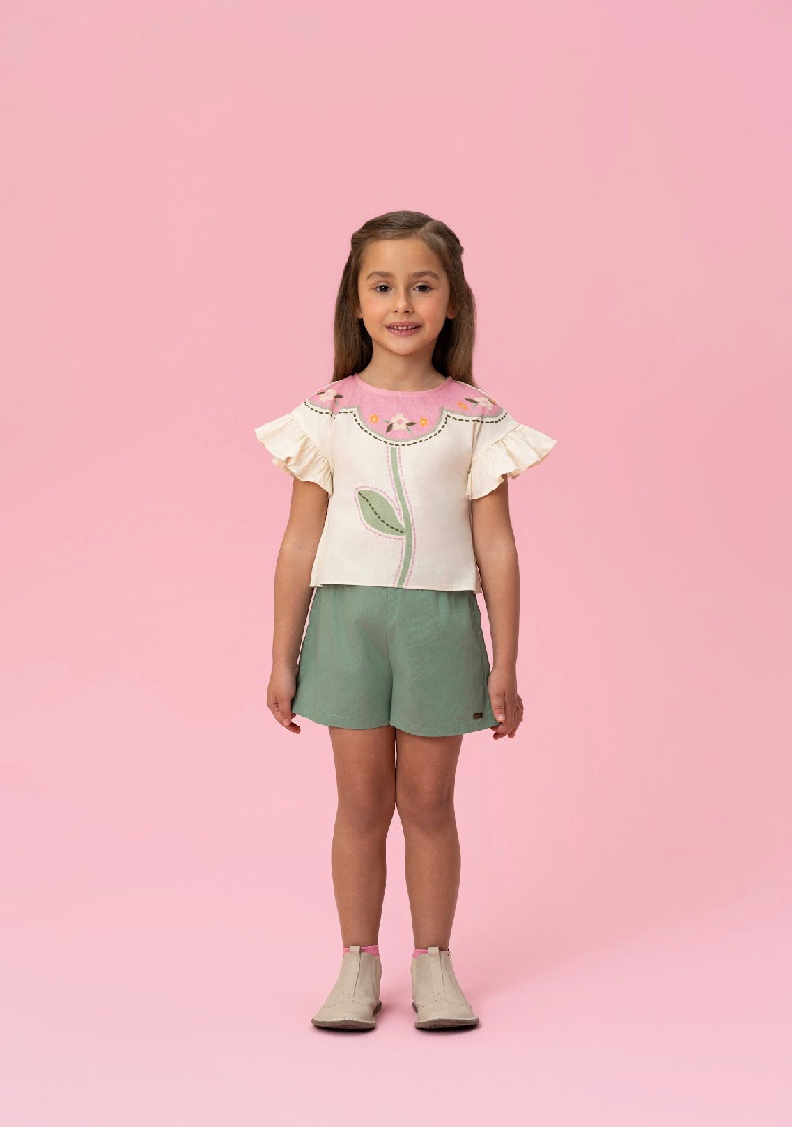 Flower & Green Short Set