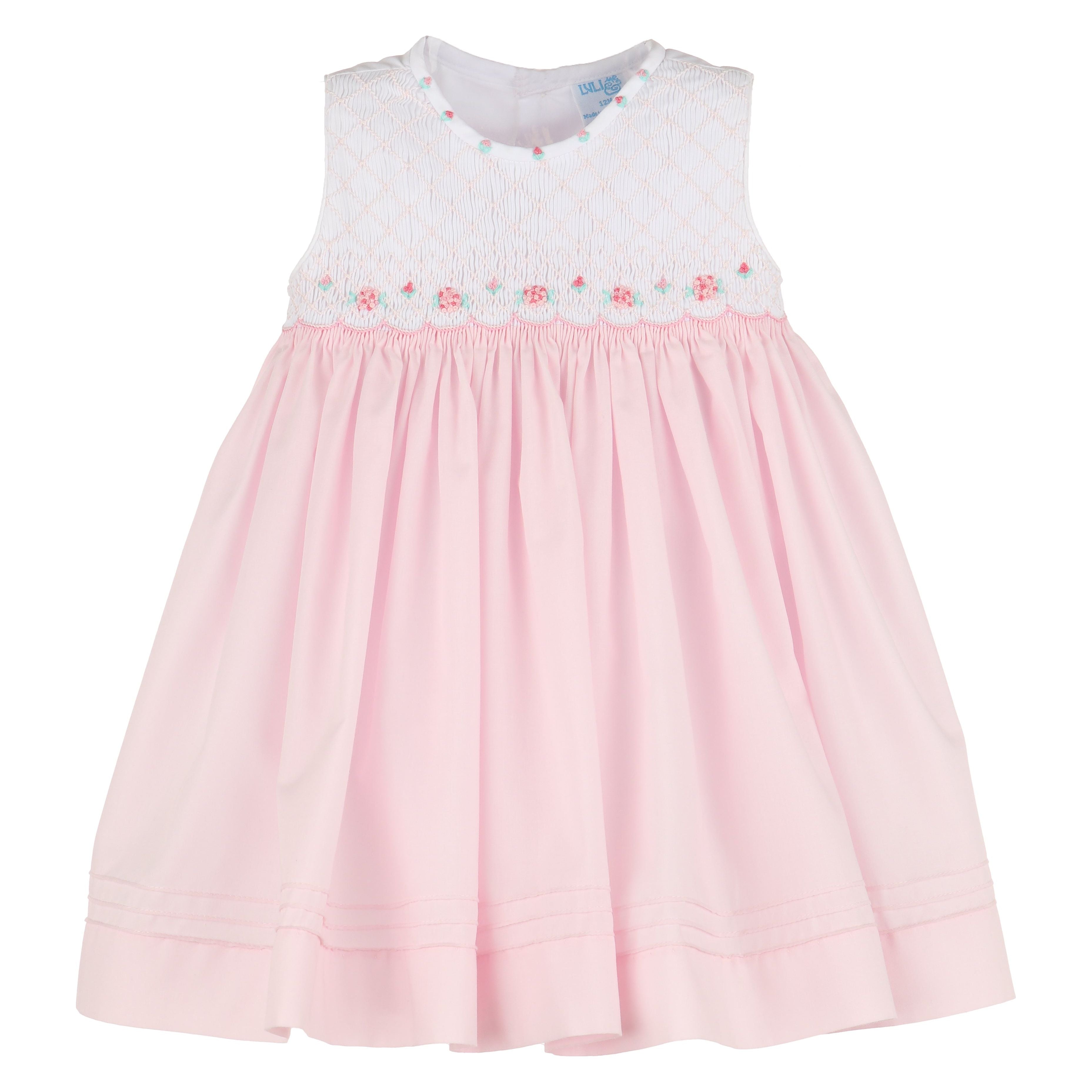 White & Soft Pink Baby Dress