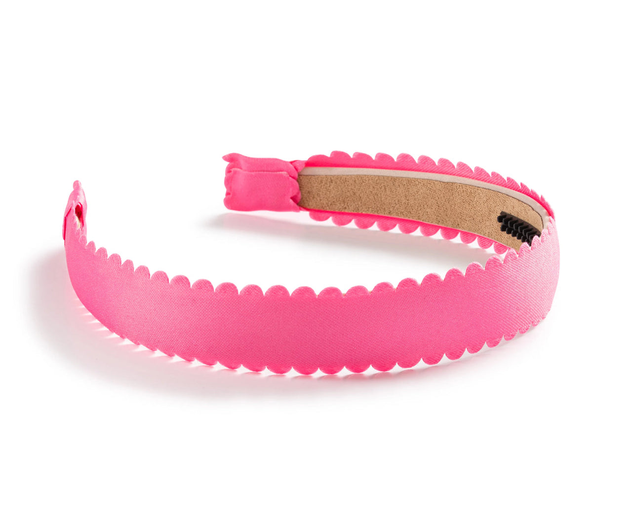 Gumdrop Scalloped Satin Headband - Hot Pink