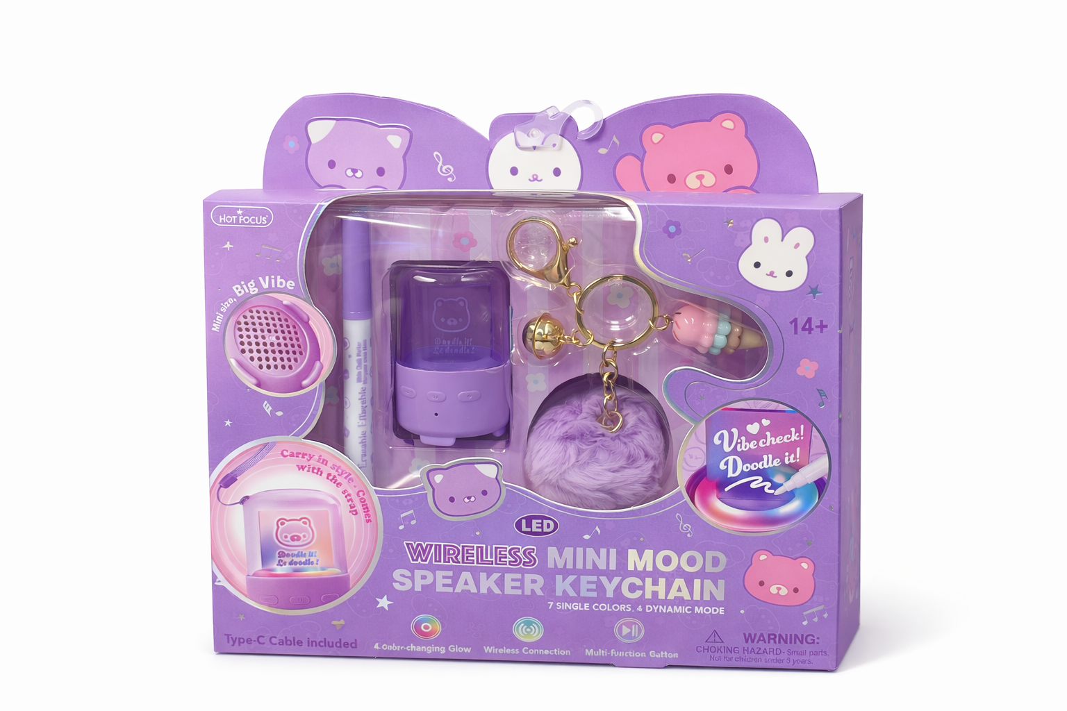 Wireless Mini Mood Speaker Keychain Purple