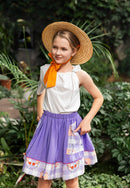 Lila & White Skirt Set