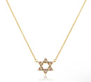 Gold Plated Multi Color Star Of David Chain Necklace