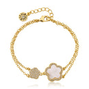 Mother of Pearl Flower Double Strand Chain Bracelet