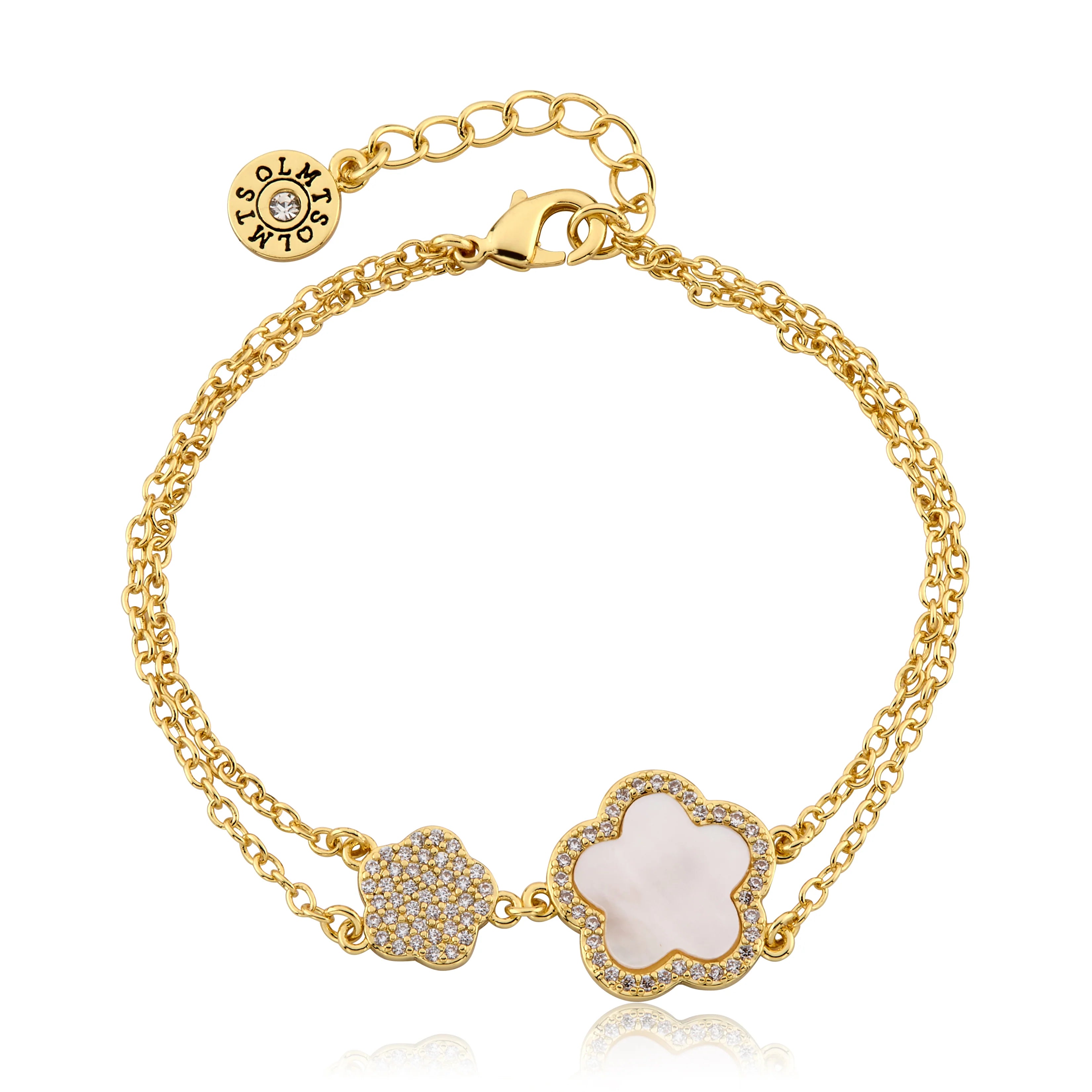 Mother of Pearl Flower Double Strand Chain Bracelet