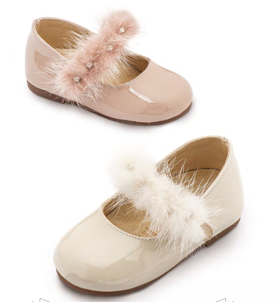 Mink Fur Band With Crystals - Ivory
