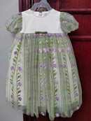 Green & Purple Flowered Baby Dress