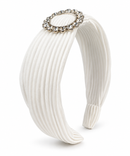 White Pleated Crystal Headband