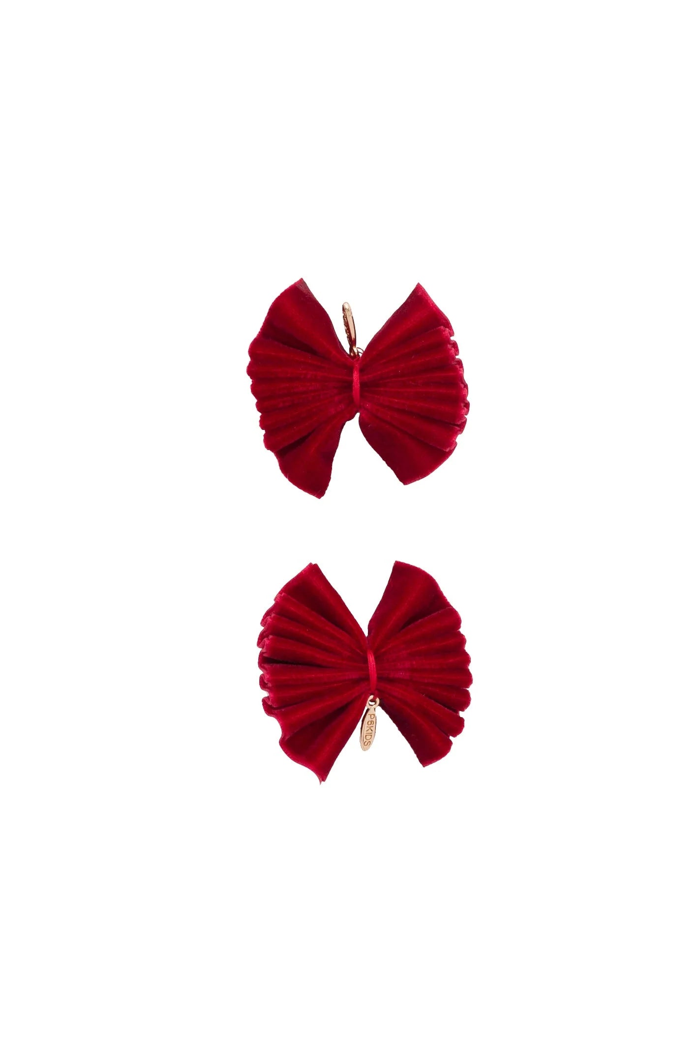 Velvet Pleated Butterfly Bow Clip Set - Red